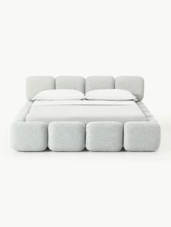 Gestoffeerd bed Tayla van bouclé met opbergruimte^Westwing Collection Online