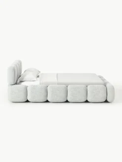 Gestoffeerd bed Tayla van bouclé met opbergruimte^Westwing Collection Online