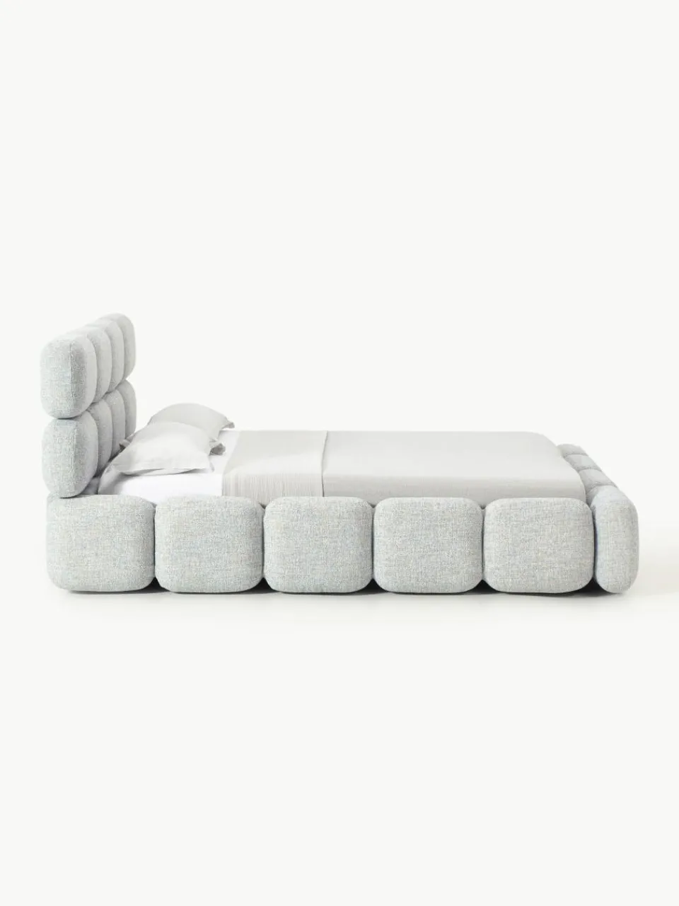 Gestoffeerd bed Tayla van bouclé^Westwing Collection Outlet