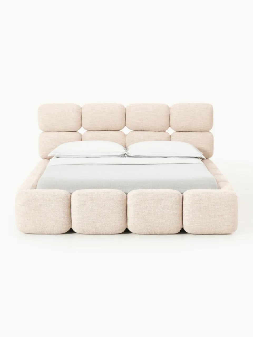 Gestoffeerd bed Tayla van bouclé met opbergruimte^Westwing Collection Clearance