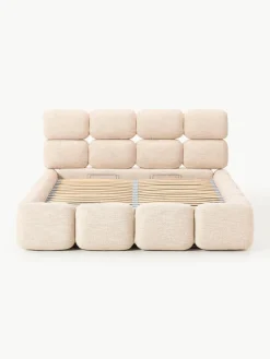Gestoffeerd bed Tayla van bouclé met opbergruimte^Westwing Collection Clearance