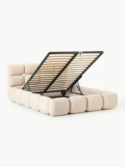 Gestoffeerd bed Tayla van bouclé met opbergruimte^Westwing Collection Clearance