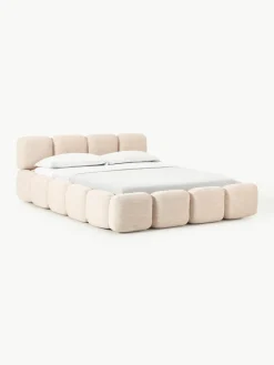 Gestoffeerd bed Tayla van bouclé met opbergruimte^Westwing Collection Sale