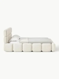 Gestoffeerd bed Tayla van teddy bouclé met opbergruimte^Westwing Collection Outlet