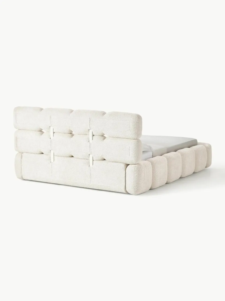 Gestoffeerd bed Tayla van teddy bouclé met opbergruimte^Westwing Collection Outlet