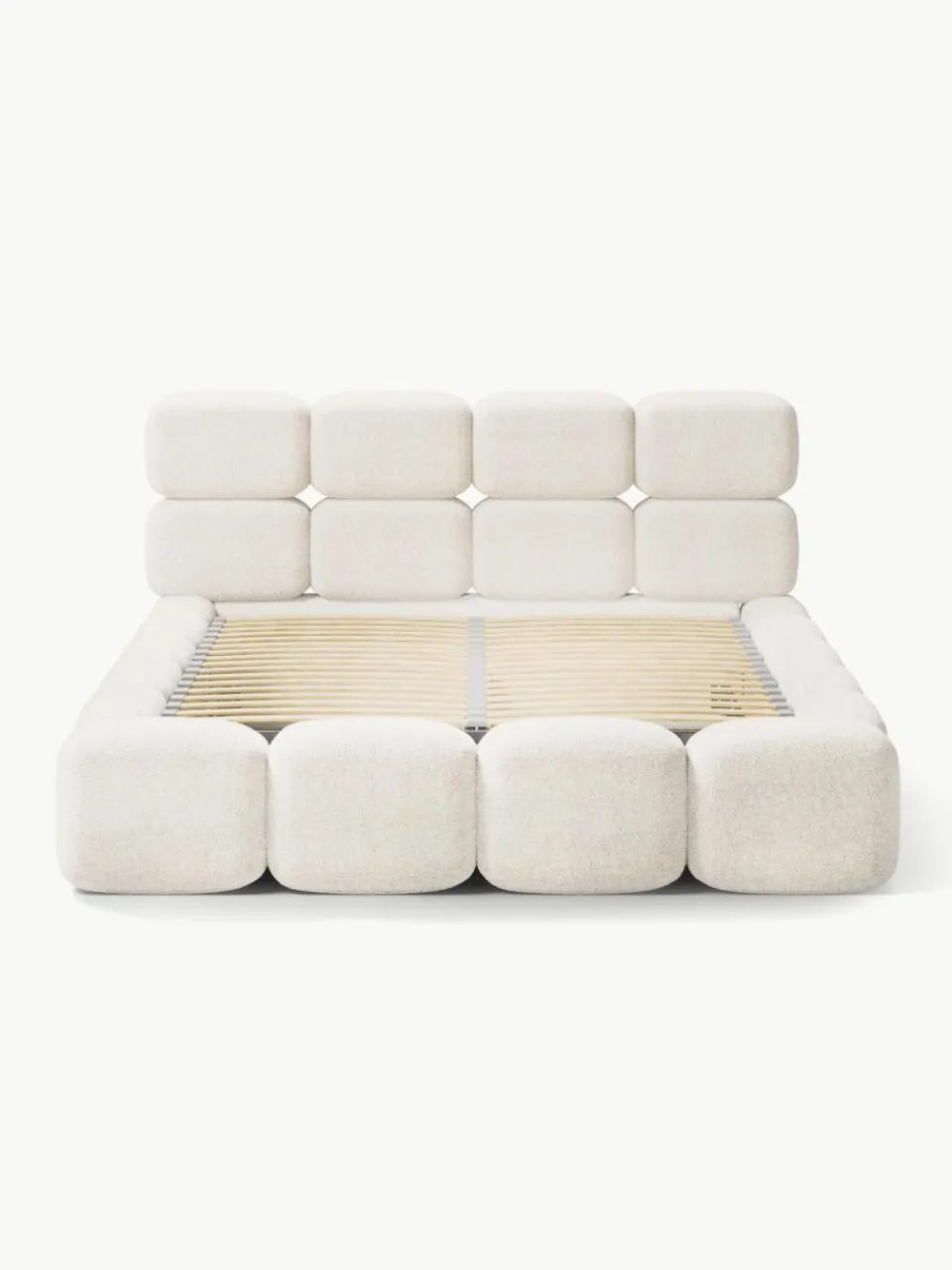 Gestoffeerd bed Tayla van teddy bouclé met opbergruimte^Westwing Collection Outlet