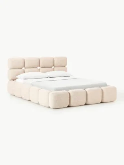 Gestoffeerd bed Tayla van bouclé^Westwing Collection Clearance