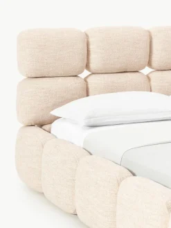 Gestoffeerd bed Tayla van bouclé^Westwing Collection Clearance