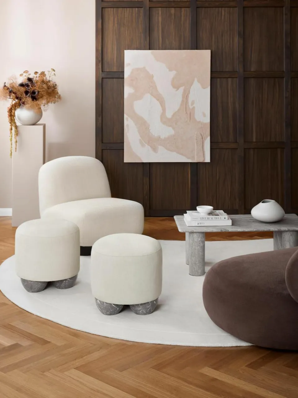 Gestoffeerde kruk Lino^Westwing Collection New