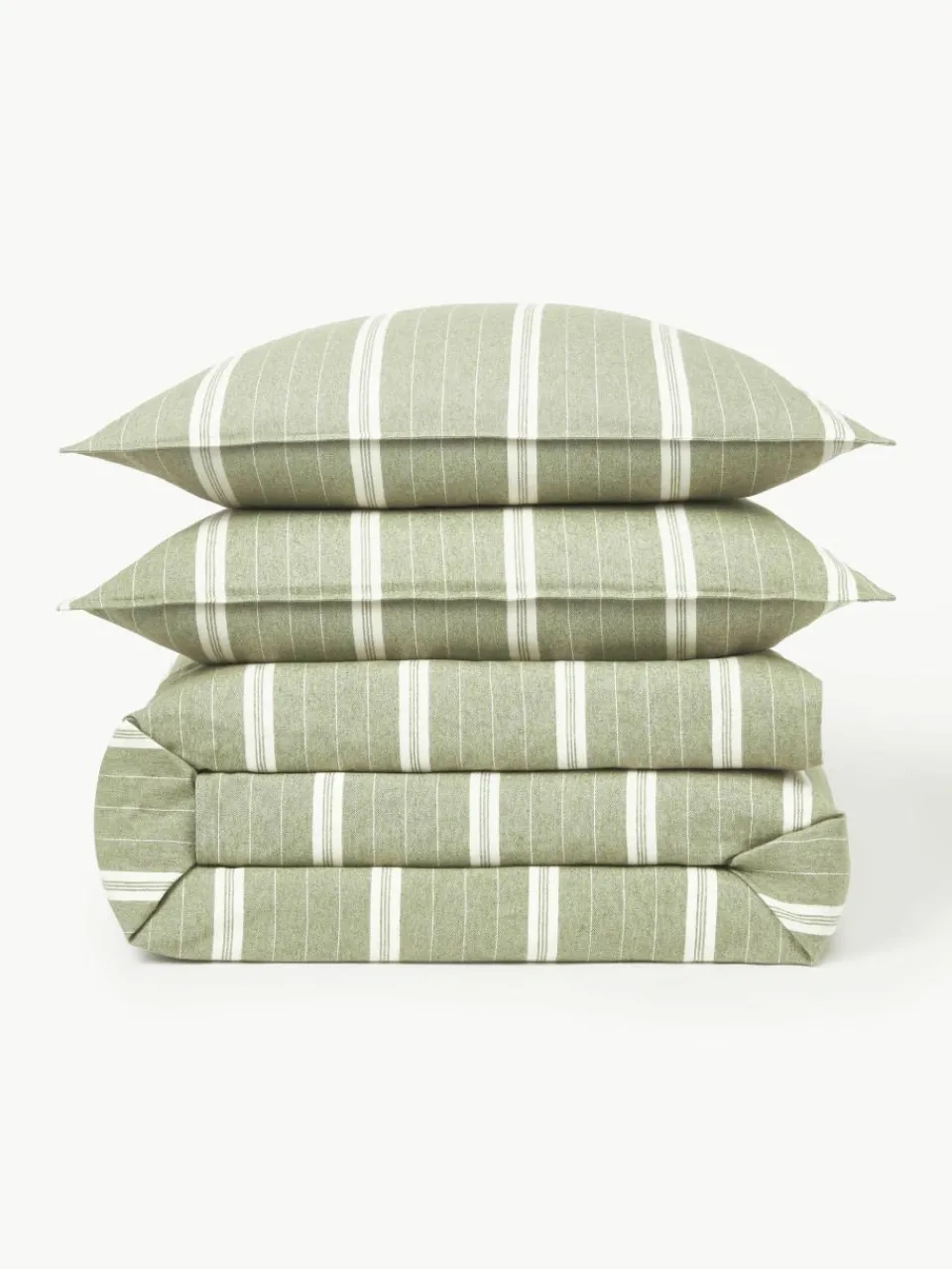 Gestreepte flanellen kussenhoes Belinda^Westwing Collection Outlet