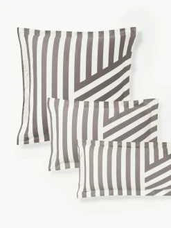 Gestreepte katoensatijnen kussenhoes Brendan met bies^Westwing Collection New