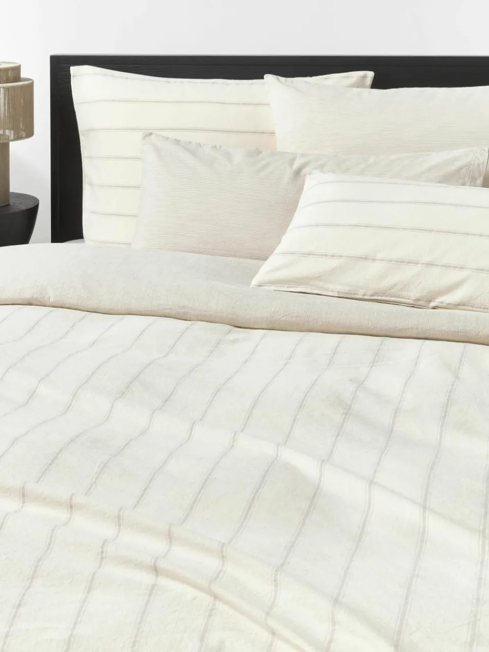 Gewassen katoenen dekbedovertrek Caspian met strepen^Westwing Collection Outlet