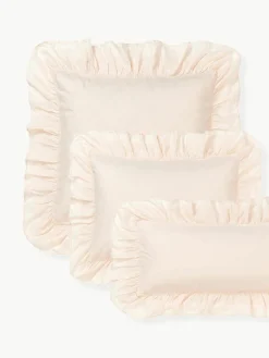 Gewassen katoenen perkal kussensloop Louane met ruches^Westwing Collection Sale