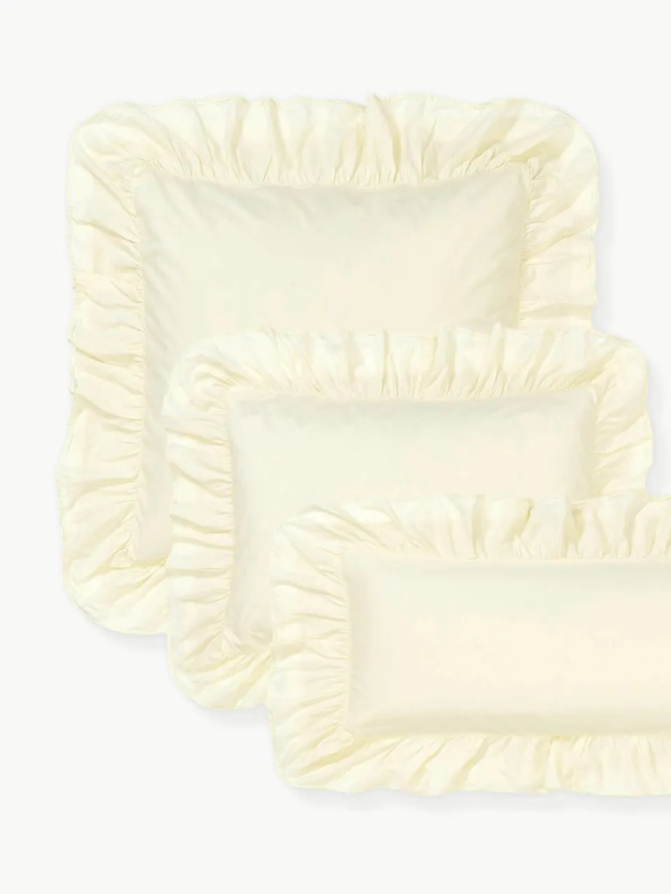 Gewassen katoenen perkal kussensloop Louane met ruches^Westwing Collection Clearance