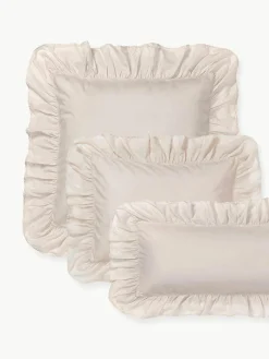 Gewassen katoenen perkal kussensloop Louane met ruches^Westwing Collection Clearance