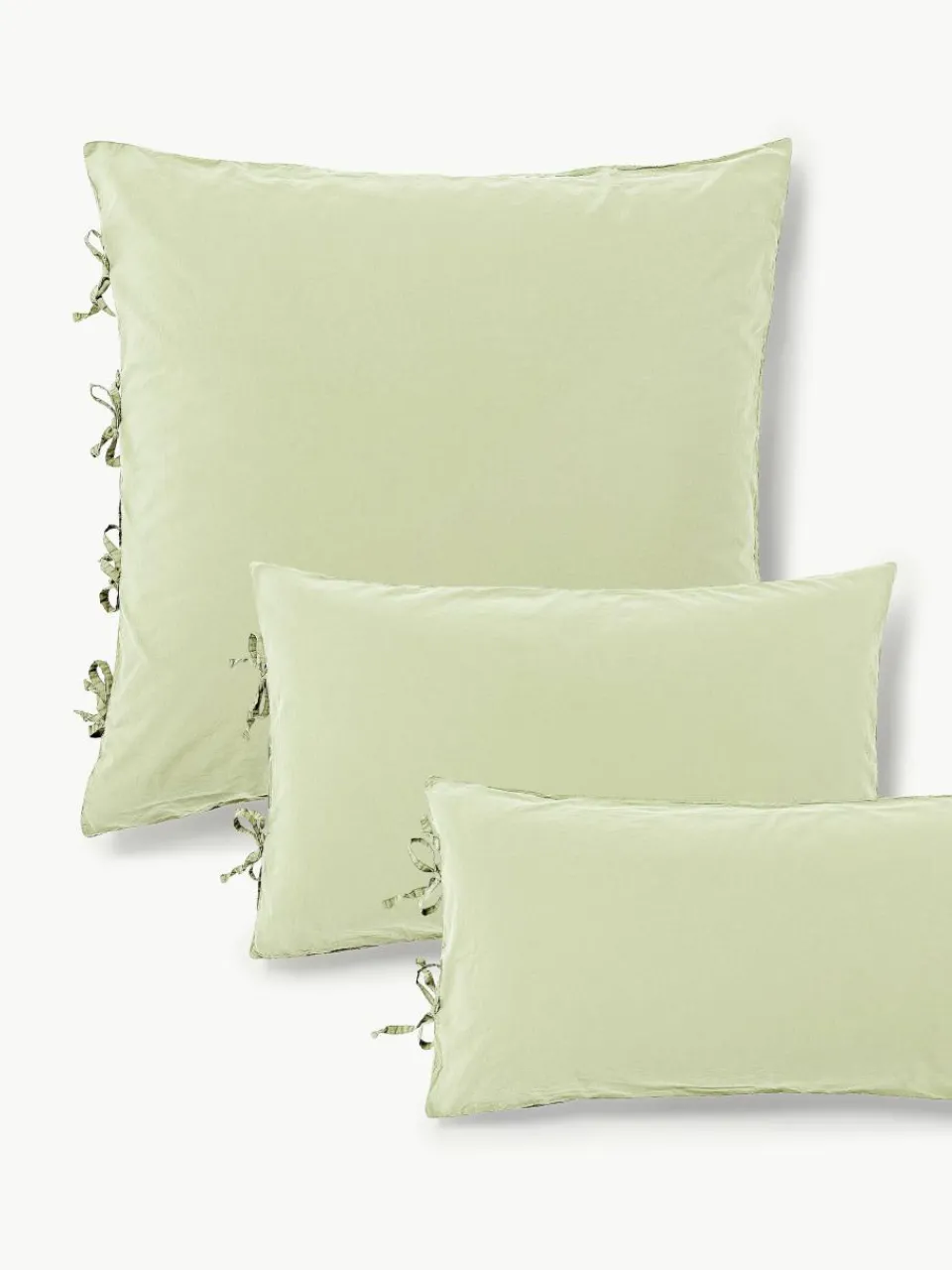 Gewassen katoenen perkal kussensloop Leonie^Westwing Collection Sale