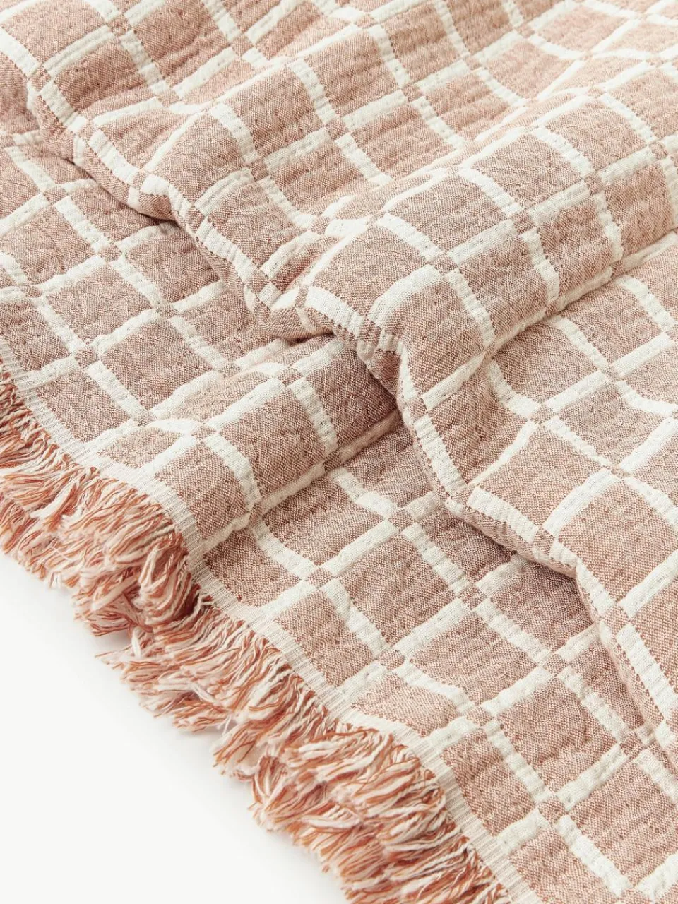 Gewassen mousseline bedsprei Ronia met franjes^Westwing Collection Sale