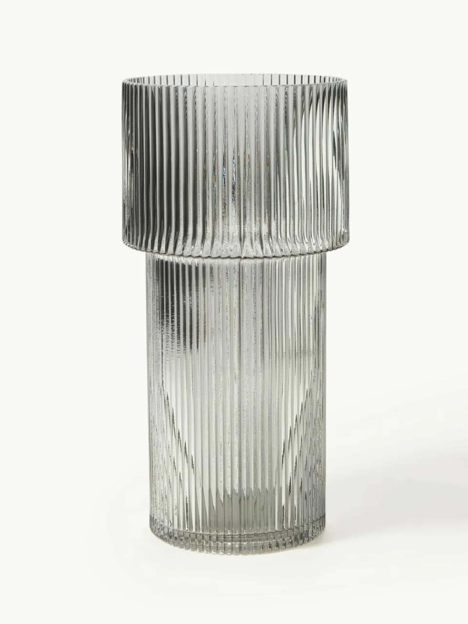 Glazen vaas Lija met geribbeld oppervlak, H 30 cm^Westwing Collection Fashion
