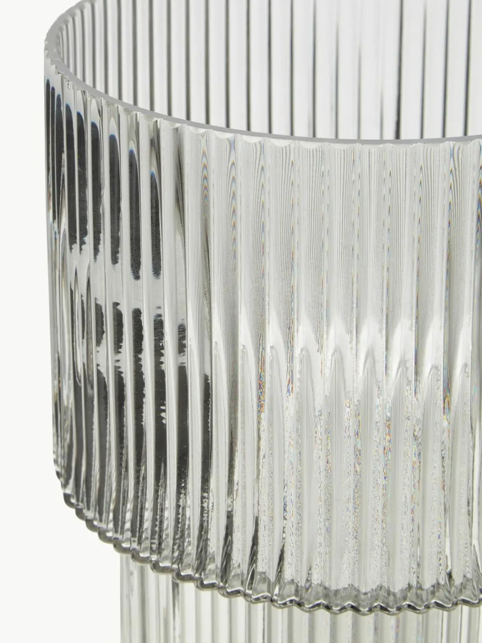 Glazen vaas Lija met geribbeld oppervlak, H 30 cm^Westwing Collection Fashion