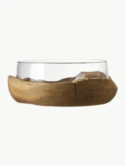 Grote, handgemaakte decoratieve schaal Terra met teakhouten basis Ø 28 cm^LEONARDO Outlet