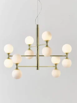 Grote hanglamp Grover met opaal glazen bollen^Westwing Collection Fashion