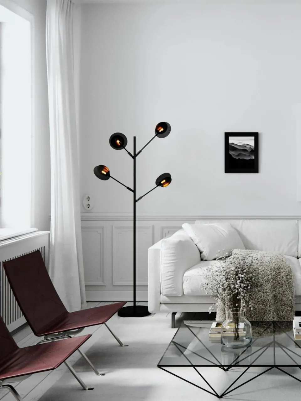 Grote LED vloerlamp Turno met diffusorschijven^By Rydens Outlet