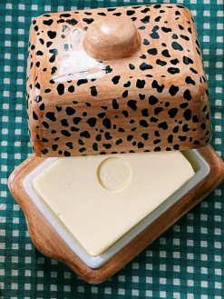 Handbeschilderde botervloot Leopard^Anna + Nina New