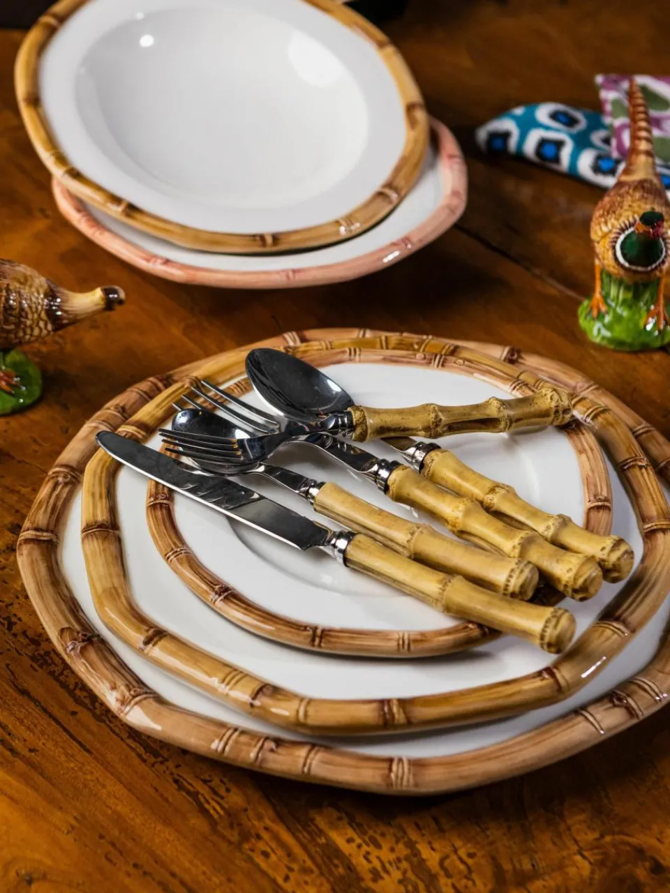 Handbeschilderde dinerborden Bamboo^Westwing Fashion