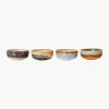 Handbeschilderde dipschalen 70's met reactief glazuur, set van 4^HKLIVING Best