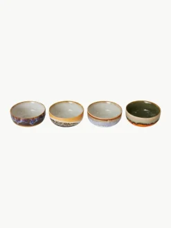 Handbeschilderde dipschalen 70's met reactief glazuur, set van 4^HKLIVING Best