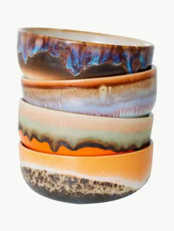 Handbeschilderde dipschalen 70's met reactief glazuur, set van 4^HKLIVING Best