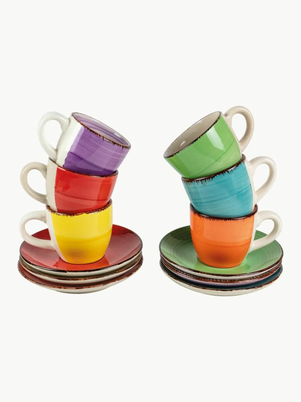 Handbeschilderde espresso kopjes Baita met schoteltjes, 6-delig^Villa D'Este Home Tivoli Sale