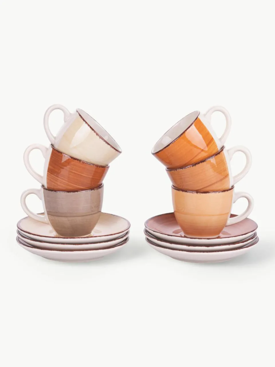 Handbeschilderde espresso kopjes Baita met schoteltjes, 6-delig^Villa D'Este Home Tivoli Hot