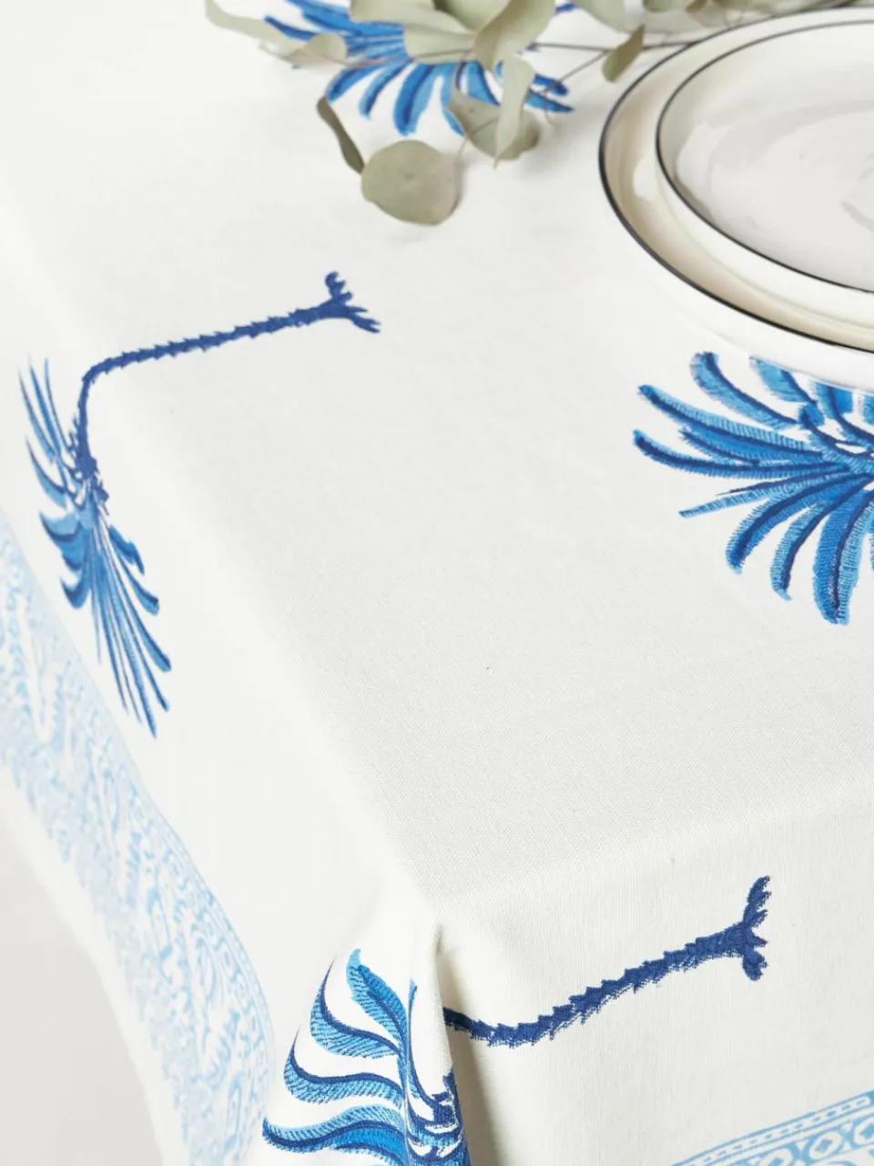 Handbeschilderde katoenen tafelkleed The Palms^Westwing Outlet