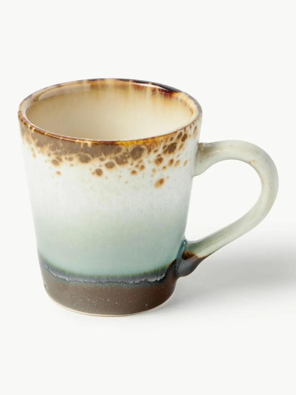 Handbeschilderde keramische espresso kopjes 70's met reactief glazuur, set van 4^HKLIVING Clearance