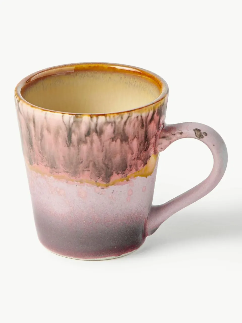 Handbeschilderde keramische espresso kopjes 70's met reactief glazuur, set van 4^HKLIVING Clearance