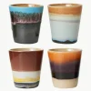 Handbeschilderde keramische espressokopjes 70's met reactief glazuur, set van 4^HKLIVING Clearance