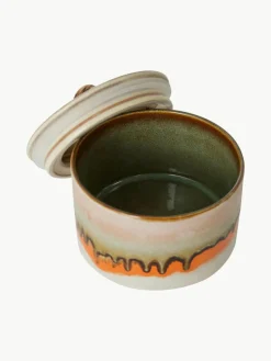 Handbeschilderde opbergpot 70's met reactief glazuur^HKLIVING Best