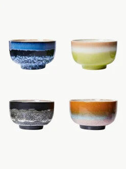 Handbeschilderde schalen 70's van keramiek, 4-delig^HKLIVING Outlet