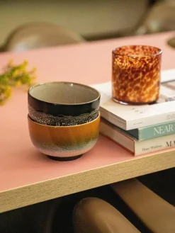 Handbeschilderde schalen 70's van keramiek, 4-delig^HKLIVING Outlet