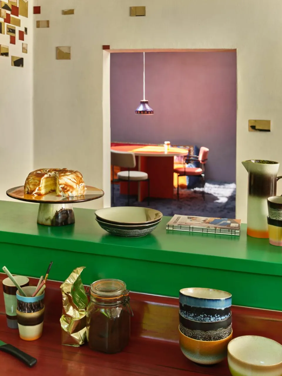 Handbeschilderde schalen 70's van keramiek, 4-delig^HKLIVING Outlet