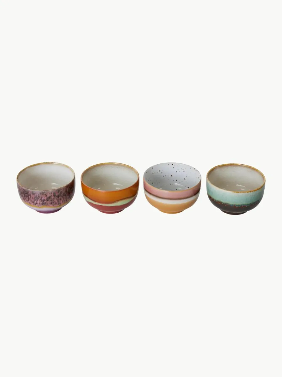 Handbeschilderde schalen 70's van keramiek, 4-delig^HKLIVING Discount