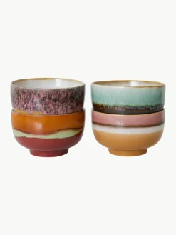 Handbeschilderde schalen 70's van keramiek, 4-delig^HKLIVING Discount