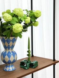 Handbeschilderde vaas Rhombic, H 30 cm^&k Amsterdam Online