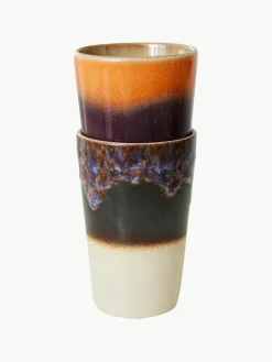 Handbeschilderde XL keramische bekers 70's, 2-delig^HKLIVING Online