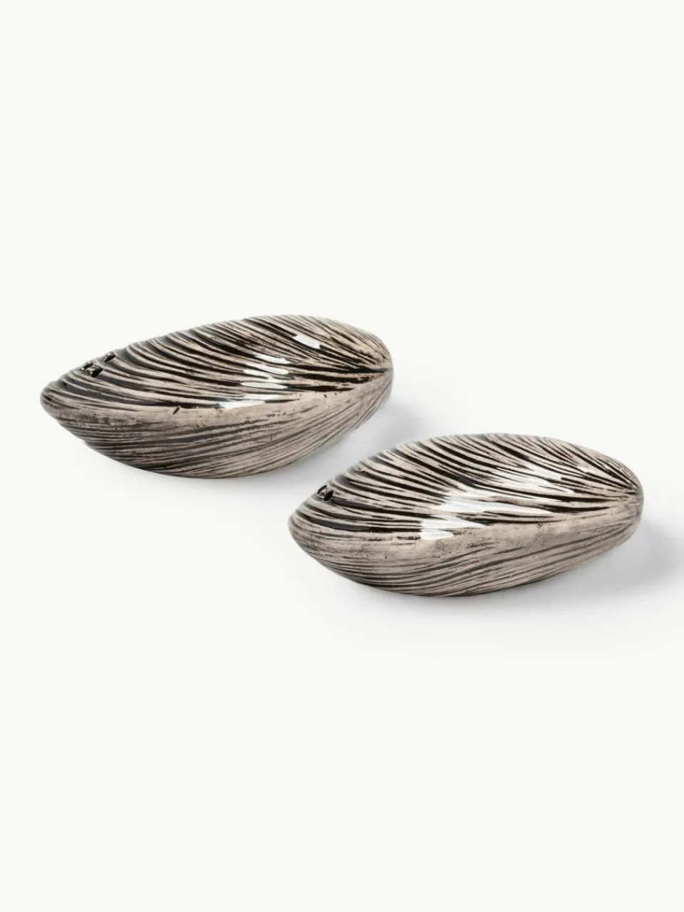 Handbeschilderde zout- & peperstrooier Mussel van dolomiet, set van 2^&k Amsterdam New