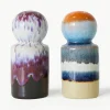 Handbeschilderde zout- en peperstrooier 70's met reactief glazuur, set van 2^HKLIVING Outlet