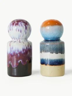 Handbeschilderde zout- en peperstrooier 70's met reactief glazuur, set van 2^HKLIVING Outlet