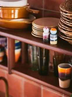 Handbeschilderde zout- en peperstrooier 70's met reactief glazuur, set van 2^HKLIVING Outlet