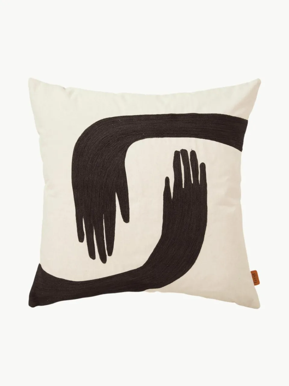 Handgeborduurd kussen Pose van biologisch katoen^ferm LIVING Best